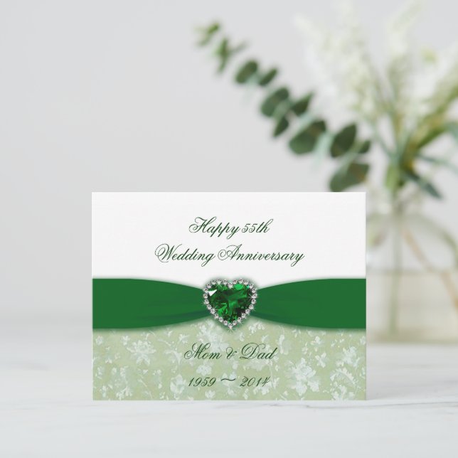 Damask 55th Wedding Anniversary Postcard (Standing Front)