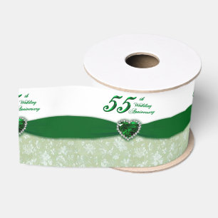 Damask 55th Wedding Anniversary Ribbon Grosgrain Ribbon