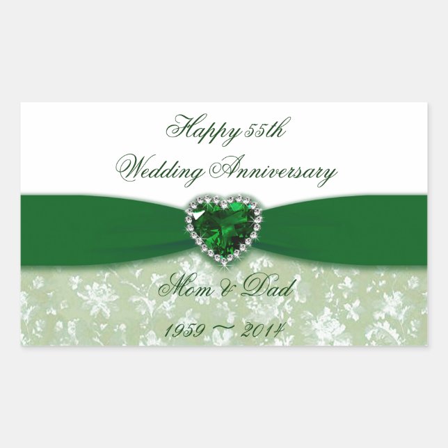 Damask 55th Wedding Anniversary Sticker (Front)