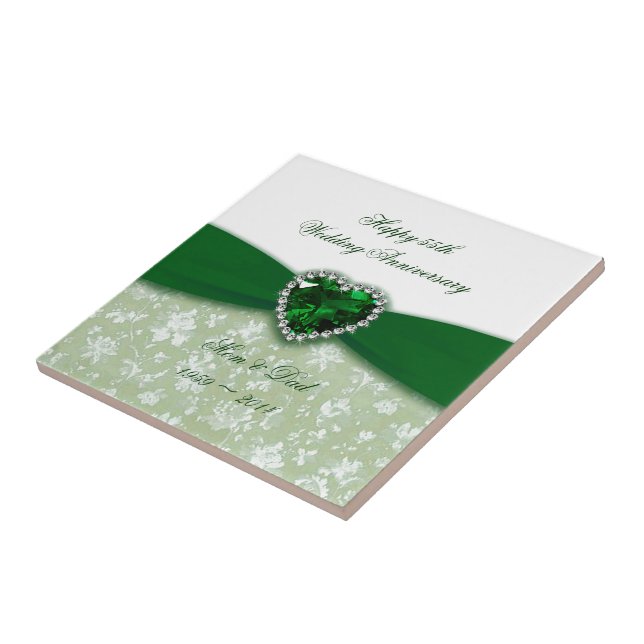 Damask 55th Wedding Anniversary Tile (Side)
