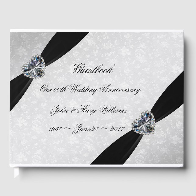 Damask 60th Wedding Anniversary Guest Book (Front)