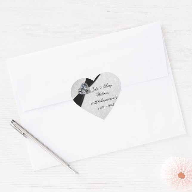 Damask 60th Wedding Anniversary Sticker (Envelope)