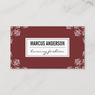 Damask Accent / Red Business Card
