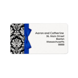 Damask Address Labels with Blue Bow