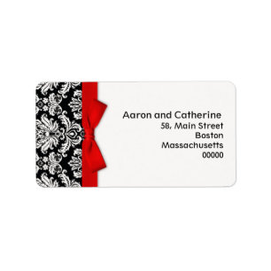 Damask Address Labels with Red Bow