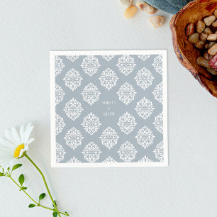 Damask Ambience Cadet Blue Elegant Wedding Napkins