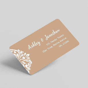 Damask Ambience: Elegant Unique Beige Address Label