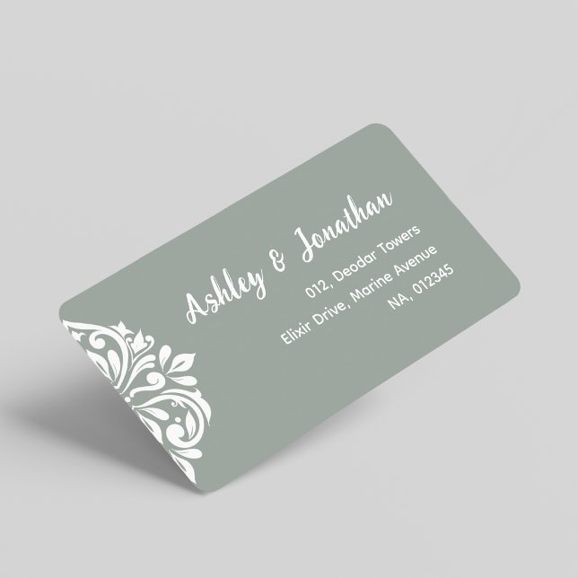 Damask Ambience: Elegant Unique Olive Address Label (Creator Uploaded)