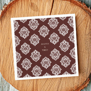 Damask Ambience Mahogany Red Classic Wedding Napkin