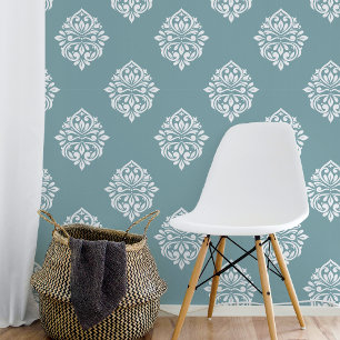 Damask Ambience Pewter Blue Wallpaper