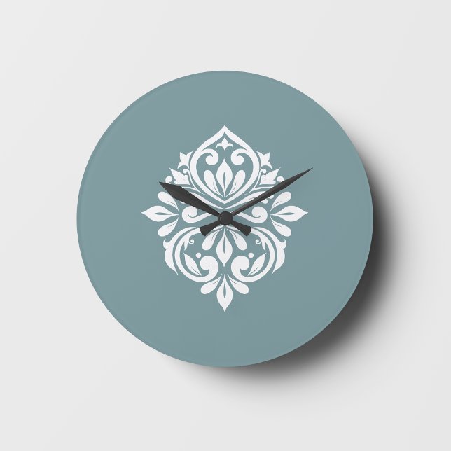 Damask Ambience Wall Clock (Pewter Blue) (Creator Uploaded)