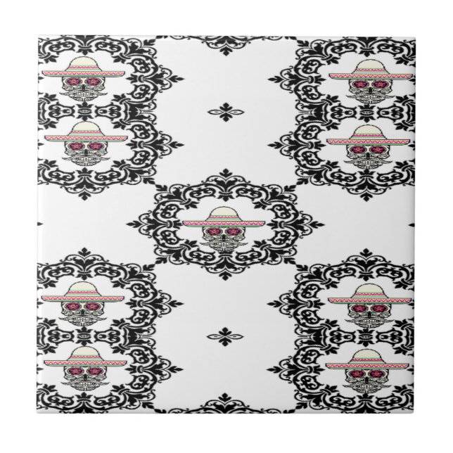 Damask and skull tile (Front)