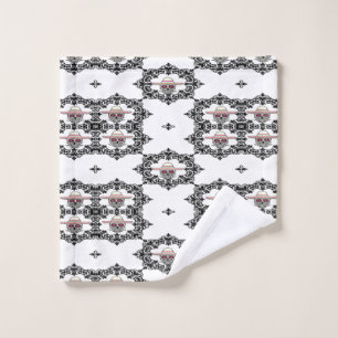 Damask and skull wash cloth