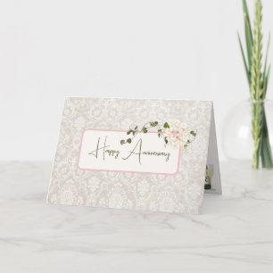 Damask Anniversary Hydrangea Bouquet Card