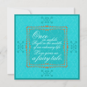Damask Aqua Blue Romance Faire-part de mariage
