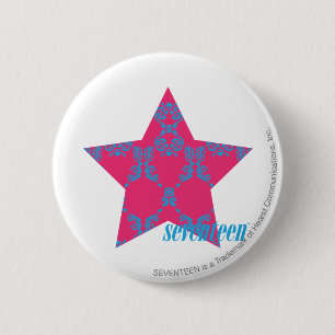 Damask Aqua-Magenta 2 Inch Round Button