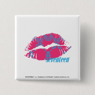 Damask Aqua-Magenta 2 Inch Square Button