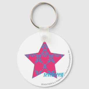 Damask Aqua-Magenta 2 Keychain