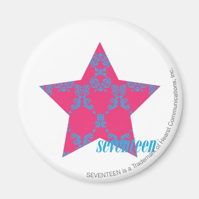 Damask Aqua-Magenta 2 Magnet (Front)