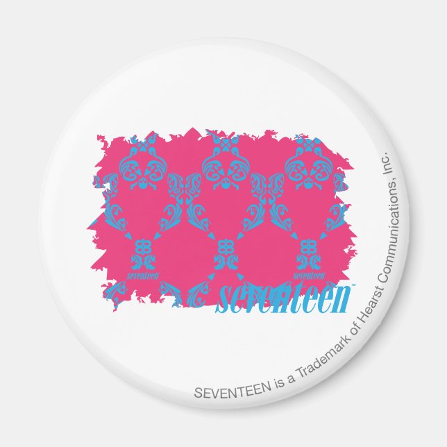 Damask Aqua-Magenta 3 Magnet (Front)