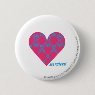 Damask Aqua-Magenta 4 2 Inch Round Button