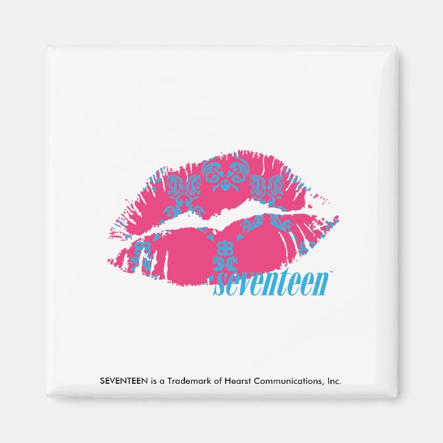 Damask Aqua-Magenta Magnet (Front)