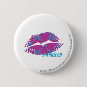 Damask Aqua-Purple 2 Inch Round Button