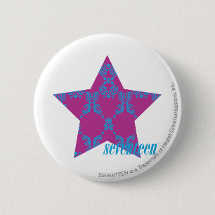 Damask Aqua-Purple 3 2 Inch Round Button
