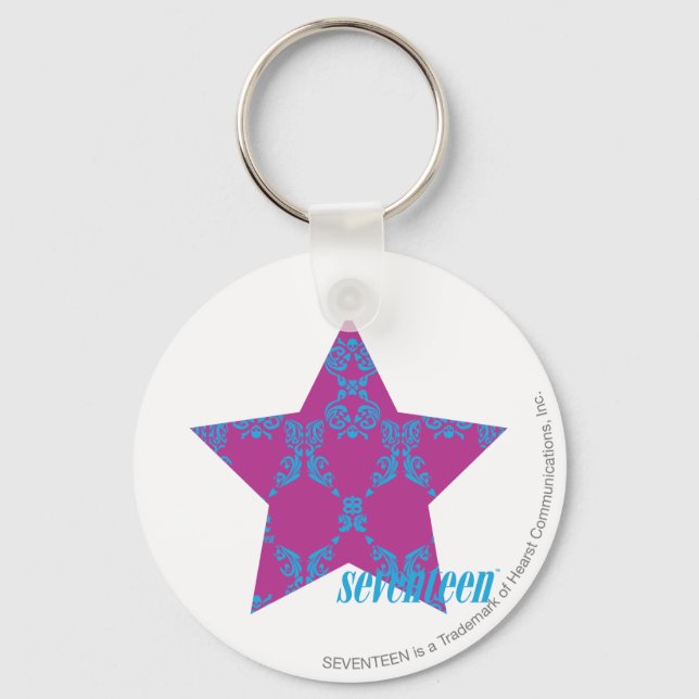 Damask Aqua-Purple 3 Keychain (Front)