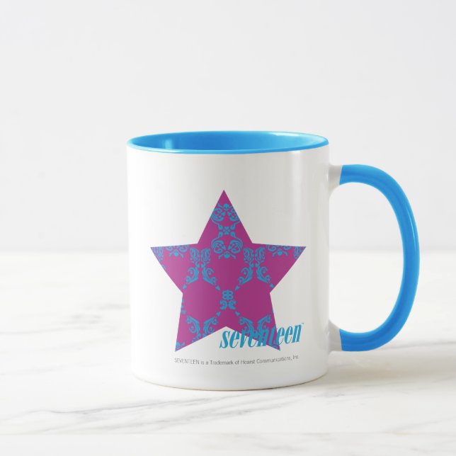 Damask Aqua-Purple 3 Mug (Right)