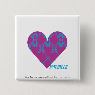 Damask Aqua-Purple 4 2 Inch Square Button