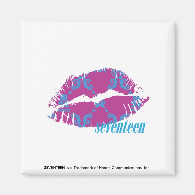 Damask Aqua-Purple Magnet (Front)