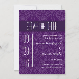Damask Art Déco Enregistrer la date Invitation