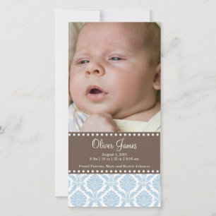 Damask  Baby Announcement Photo Card