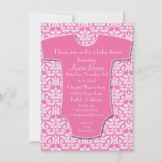 Damask Baby Shower Invitation (Front)