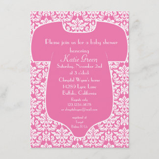 Damask Baby Shower Invitation - Pink