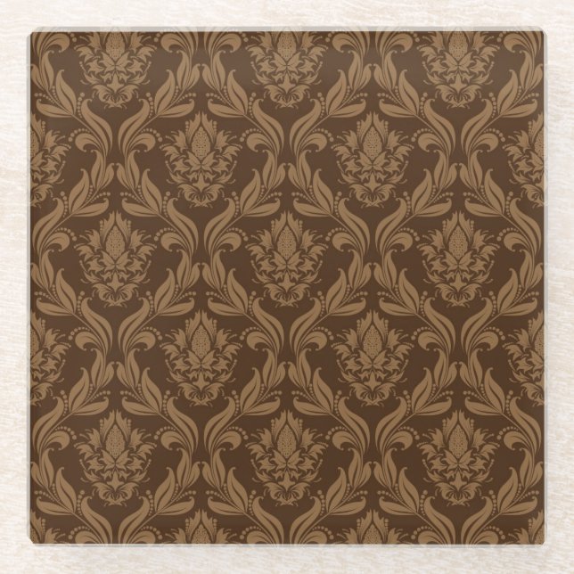 Damask background 2 glass coaster (Front)