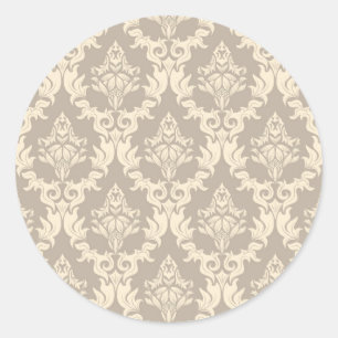 Damask background classic round sticker