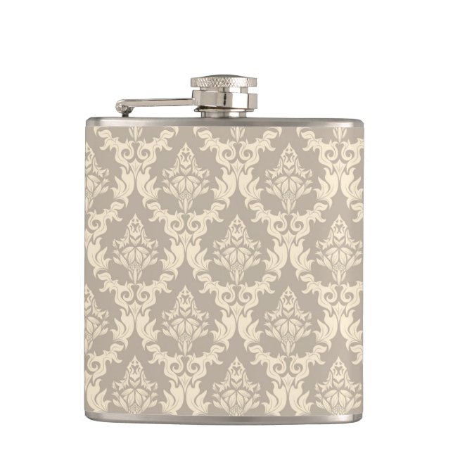 Damask background hip flask (Front)