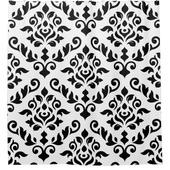 Damask Baroque Large Pattern Black on White (Front)