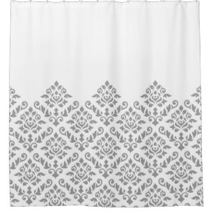 Damask Baroque Part Pattern Grey on White
