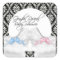 Damask Bassinet Pink Blue Gender Reveal Stickers