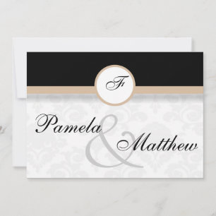 Damask Beige Monogram Wedding Invitation