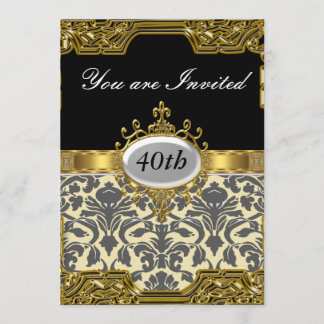Damask Birthday Party Glamor Hot Invitation