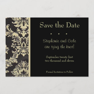 Damask Black and Tan Save The Date