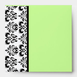 DAMASK ,black and white green Envelopes