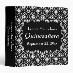 Damask Black and White Quinceanera Binder