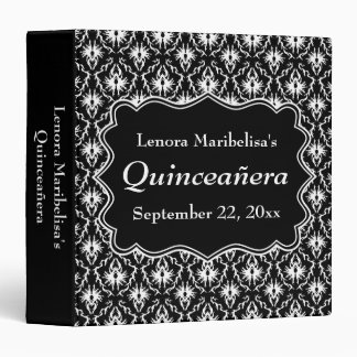 Damask Black and White Quinceanera Binder