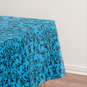 Damask Black & Blue Tablecloth