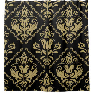Damask Black Gold: Classic Ornament.